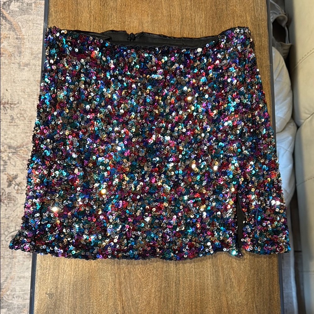 DO+BE Pink and Blue Sequin Mini Pencil Skirt